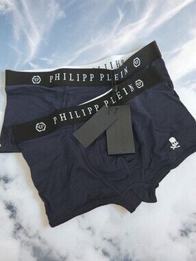 Philipp Plein 2 boxers designer solid navy underwear Men L